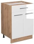 Vicco K&uuml;chenunterschrank Fame-Line Wei&szlig; Hochglanz/Goldkraft Eiche 60 cm mit