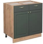 Vicco K&uuml;chenunterschrank Fame-Line Gr&uuml;n-Gold Landhaus/Goldkraft Eiche 80 cm ohne
