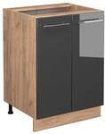 Vicco K&uuml;chenunterschrank Fame-Line Anthrazit Hochglanz/Goldkraft Eiche 60 cm...