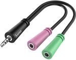 Hama Audio-Adapter 4pol.-3,5 mm-Klinke-St./2 3pol.-3,5 mm-Klinke-Headset Schwarz