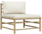 vidaXL Garten-Mittelsofa mit Kissen Cremewei&szlig; Bambus 313146