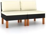 vidaXL Mittelsofas 2 Stk Poly Rattan und Eukalyptus Massivholz 315765