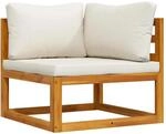 vidaXL Modular-Ecksofa mit Cremewei&szlig;en Kissen Akazie Massivholz 311861