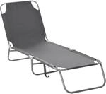 Outsunny Sonnenliege Klappbar Gartenliege bis 120 kg Belastbar Grau