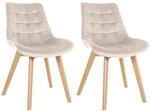 CLP 2er Set St&uuml;hle Brook Samt Creme