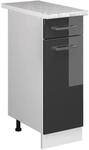 Vicco K&uuml;chenunterschrank R-Line Anthrazit Hochglanz/Wei&szlig; 30 cm AP Marmor