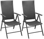 vidaXL Stapelbare Gartenst&uuml;hle 2 Stk Poly Rattan Schwarz 42796