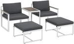 Juskys Sofa Set Gartenm&ouml;bel Bari mit Bez&uuml;gen in Dunkelgrau