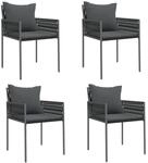 vidaXL Gartenst&uuml;hle mit Kissen 4 Stk Schwarz 54x61x83 cm Poly Rattan 3187089