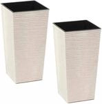 Siena GardenPflanzgef&auml;&szlig; - Set 2 teilig Eco Nizza Wei&szlig; 25x25x46,5 cm