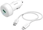 Hama Auto-Schnellladeger&auml;t mit Ladekabel Lightning PD 20 W 1 m Wei&szlig;