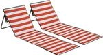 Outsunny Strandliege 2er-Set Stahl Oxford Rot 142L x 51B x 40H cm