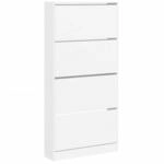 vidaXL Schuhschrank mit 4 Klappen Wei&szlig; 80x21x163,5 cm 3214364
