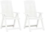 vidaXL Verstellbare Gartenst&uuml;hle 2 Stk Kunststoff Wei&szlig; 48766