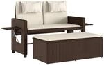 vidaXL Gartenbank Verstellbar mit Kissen Braun Poly Rattan