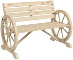 Outsunny Gartenbank mit Kutschenr&auml;dern Armlehnen und Latten-Fl&auml;chen