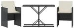 vidaXL 3-Tlg Bistro-Set mit Kissen Schwarz Poly Rattan 365062