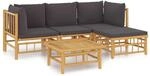 vidaXL 5-tlg Garten-Lounge-Set mit Dunkelgrauen Kissen Bambus Modell 5
