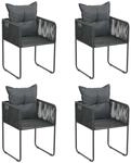 vidaXL Gartenst&uuml;hle 4 Stk mit Kissen Poly Rattan Schwarz 313107