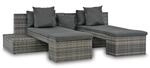 vidaXL 4 Tlg Garten-Sofagarnitur mit Kissen Grau Poly Rattan 44724