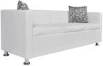 vidaXL 3-Sitzer-Sofa Kunstleder Wei&szlig;