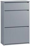 SoBuy Schuhschrank mit 2 Klappen und 1 Schublade Schuhkommode 61x100x26cm Hellgrau