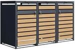 Axi M&uuml;lltonnenbox Lucas Metall 3 x 240, Anthrazit/Holzoptik