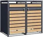 Axi M&uuml;lltonnenbox Lucas Metall 2 x 240, Anthrazit/Holzoptik