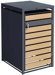 Axi M&uuml;lltonnenbox Lucas Metall 240, Anthrazit/Holzoptik