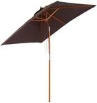 Outsunny Sonnenschirm Tannenholz Bambus Polyester Kaffee L200 x B150 x H235 cm