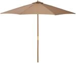 Outsunny Sonnenschirm Bambus Polyester Pappelholz Khaki &Oslash;300 x H250 cm