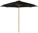 Outsunny Sonnenschirm Bambus Polyester Pappelholz Schwarz &Oslash;300 x H250 cm
