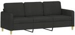 vidaXL 3-Sitzer-Sofa Schwarz 180 cm Stoff 359490