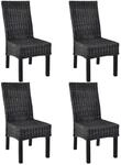 vidaXL Esszimmerst&uuml;hle 4 Stk Schwarz Kubu Rattan und Mangoholz 275469