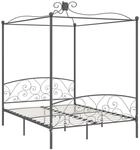 vidaXL Himmelbett-Gestell Grau Metall 160 x 200 cm 284484