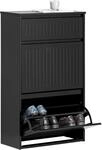 SoBuy Schuhschrank mit 2 Klappen und 1 Schublade Schuhkommode 61x100x26cm Schwarz