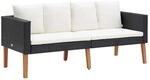vidaXL 2-Sitzer-Gartensofa mit Auflagen Poly Rattan Schwarz 310216