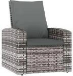 vidaXL Gartensessel Verstellbar mit Kissen Grau Poly Rattan Stahl