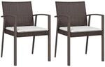 vidaXL Gartenst&uuml;hle mit Kissen 2 Stk Braun 56,5x57x83 cm Poly Rattan 364095