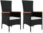 vidaXL Gartenst&uuml;hle mit Kissen 2 Stk Poly Rattan Schwarz 319525
