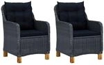 vidaXL Gartenst&uuml;hle mit Kissen 2 Stk Poly Rattan Dunkelgrau 313316