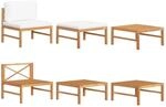 vidaXL 3-Tlg Garten-Lounge-Set mit Creme Kissen Teakholz 316108