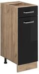 Vicco K&uuml;chenunterschrank R-Line Schwarz Hochglanz/Goldkraft Eiche 30 cm ohne