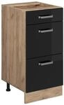 Vicco K&uuml;chenunterschrank R-Line Schwarz Hochglanz/Goldkraft Eiche 40 cm mit