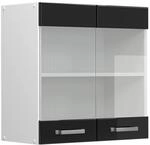Vicco K&uuml;chenglasschrank R-Line Glash&auml;ngeschrank Schwarz Hochglanz/Wei&szlig; 60 cm