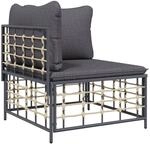 vidaXL Garten-Ecksofa mit Dunkelgrauen Kissen Poly Rattan 364134