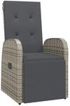 vidaXL Gartensessel Verstellbar mit Kissen Grau Poly Rattan 319540