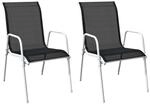 vidaXL Stapelbare Gartenst&uuml;hle 2 Stk Stahl und Textilene Schwarz 313070
