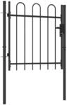 vidaXL Zauntor Einzelfl&uuml;gel Gew&ouml;lbte Spitze Stahl 1 x 1 m Schwarz 146029