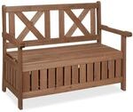 Relaxdays Gartenbank Tannenholz Dunkelbraun mit Stauraum 115 cm x 60 cm x 85 cm 14,3